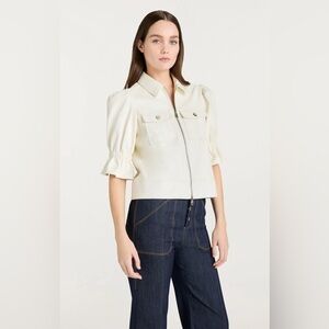 CINQ A SEPT holly jacket in ivory vegan leather